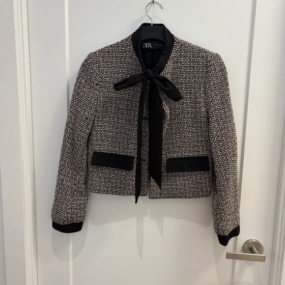 ZARA Elegant Jewelled Blazer with Sheer Neck Tie - XS - Picture 1 of 3